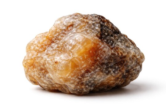 Isolated ambergrease lump with natural surface on white backdrop