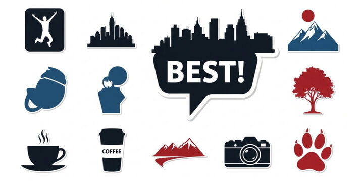 BEST Silhouette Sticker Pack Vector Set &ndash; Modern Premium Badge Label Collection Isolated on White Background
