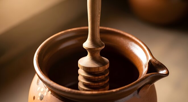 Traditional Molinillo Whisk Inside Clay Pot