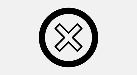 Fototapeta premium A black and white illustration of a circle with an X inside.