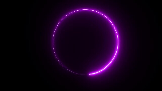 Abstract purple glowing light ring spinning and pulsating on black background seamless loop animation for music videos, VJ clips, presentations, and events.