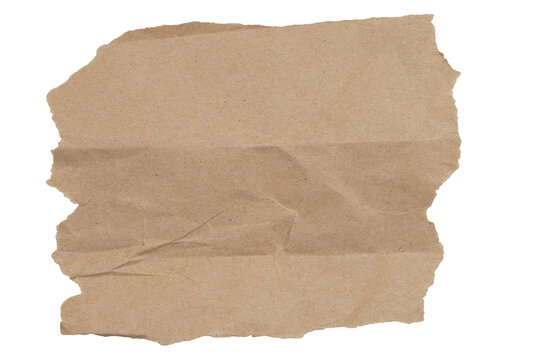 Crumpled brown butcher paper banner isolated on white