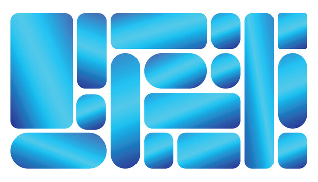 Modern bento grid layout design. Abstract blue gradient geometric shapes flat vector illustration for UI design elements.
