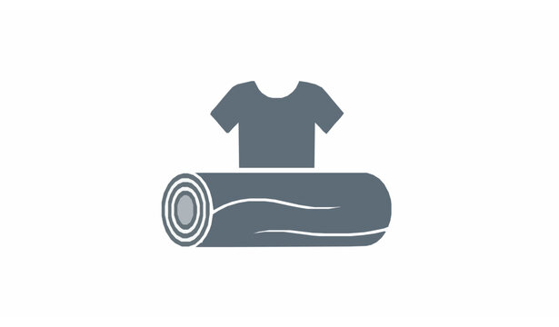 Modern Clothing Industry Logo Symbol with Fabric Roll and T-Shirt Icon Vector Design