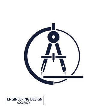 Engineering design accuracy logo with compass and pencil.