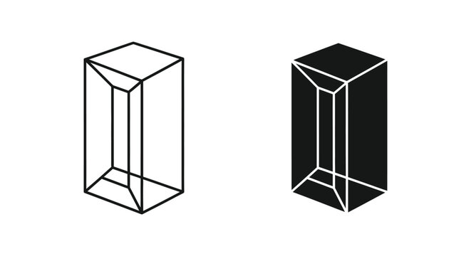 Three dimensional rectangular prism geometric shape vector icon for technical drawing