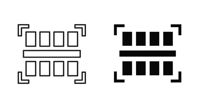 Document scanner frame icon set for optical character recognition and mobile scanning