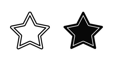 Fototapeta premium Five pointed star icon in linear and solid black vector style for ui design