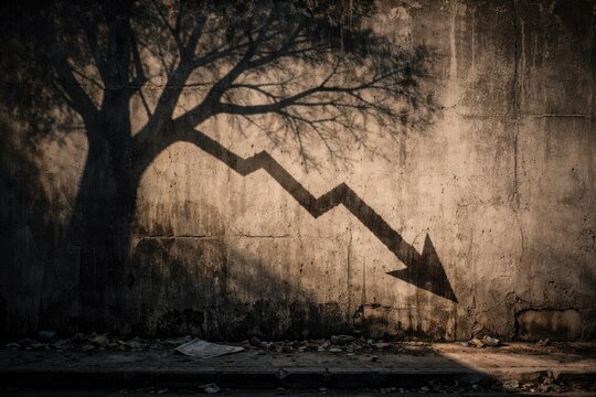 Concrete wall with tree shadow representing economic decline and life challenges