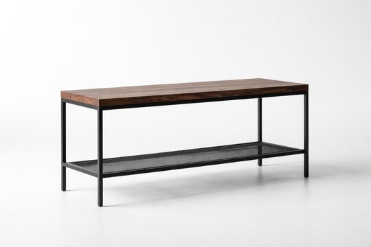 Sleek tall coffee table in loft style against pure white surface