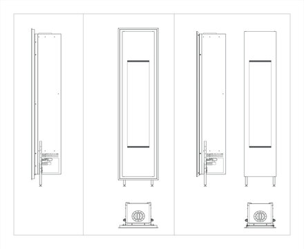 Industrial Electrical Control Cabinet CAD Drawing &ndash; Clean Technical Vector Illustration Isolated on White Background EPS 10