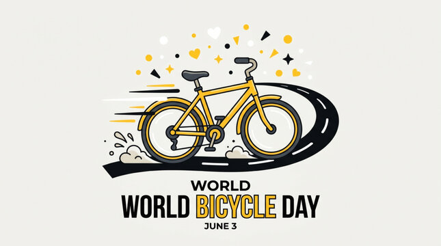 Dynamic bicycle motion illustration with speed elements highlighting active transport lifestyle and sustainable mobility awareness for global event marketing banner design