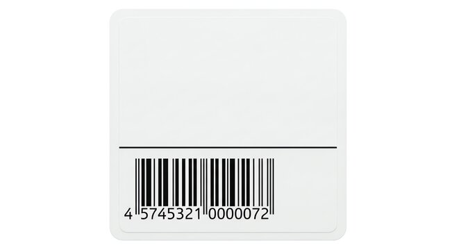 Blank white barcode label with black lines and numeric code for product identification.
