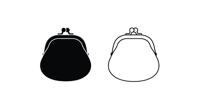 Two vintage coin purses one filled and one empty silhouette