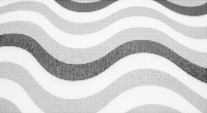 Minimalist halftone wave pattern on transparent background with grey curved shapes and clean geometric dot arrangement.