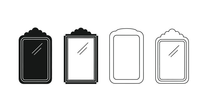 Four mirror variations displayed with differing outlines a black silhouette