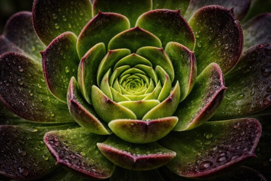 Macro Perspective on Aeonium Arboreum Plant with Intricate Details