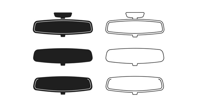 Black and white automotive rearview mirror designs in a contrasting silhouette