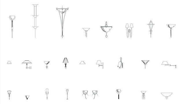 Modern Wall Light Fixture CAD Drawing &ndash; Indoor Sconce Lamp clean CAD-style vector illustration isolated on white background. EPS 10