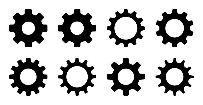 Various black gear wheels arranged on a white background illustration vector