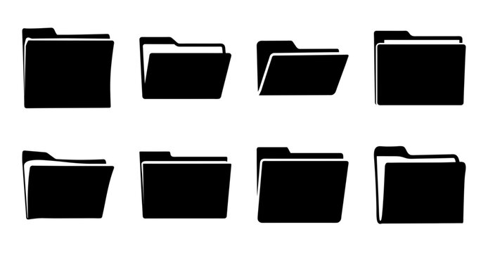 Various black folder icons representing data storage and file management solutions
