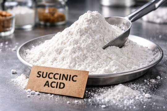 White succinic acid powder for acidity control in food processing