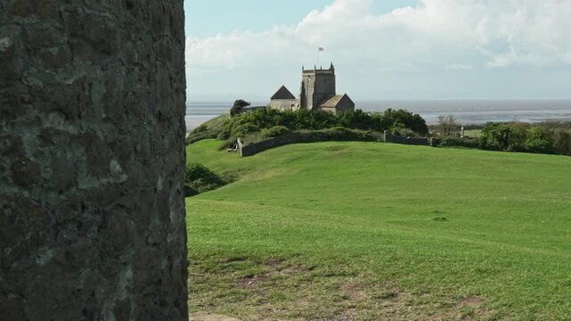 View from the old windmill and watch tower, Uphill, Weston-Super-Mare, North Somerset, England