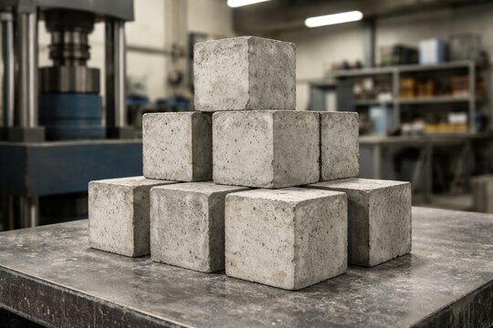 Concrete cube stacking method for evaluating material durability