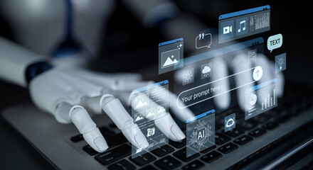 Prompt driven AI interface enabling text, image vision, audio and media video data neural asset and...