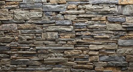 Fototapeta premium Stone masonry background displaying various sized stones