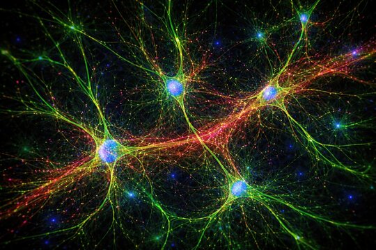 Confocal microscopy imaging of hippocampal neurons in mouse brain labeled with immunofluorescence