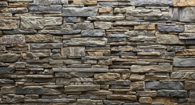 Stone masonry background displaying various sized stones