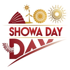 Showa day artistic composition with floral symbols.