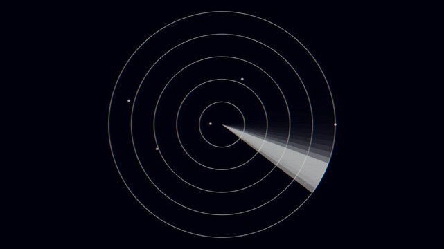 Retro Radar Screen Scan with Blips on Concentric Circles Display