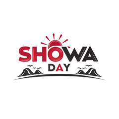 Showa day graphic with sun and mountain silhouettes.