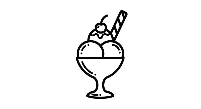 Illustration of a delicious ice cream sundae in a glass