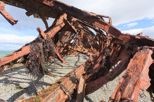 Wreckages on San Gregorio beach, Chile historic site