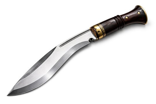 Authentic Nepalese kukri knife with traditional Gurkha blade style isolated on white
