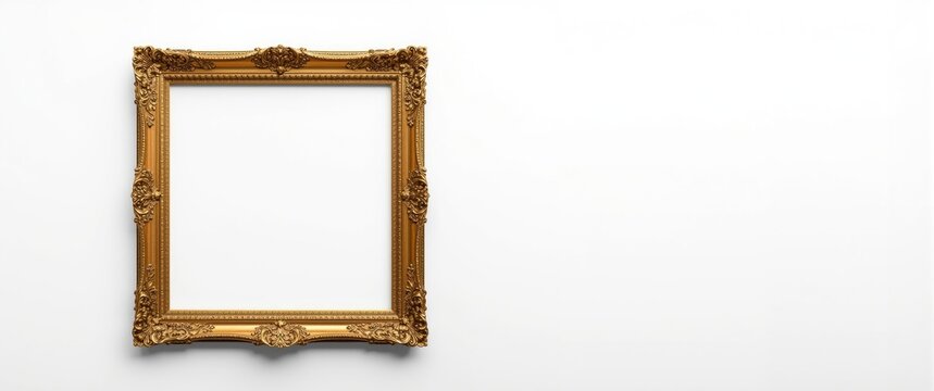 Old gold frame isolated on a plain white surface featuring clipping path