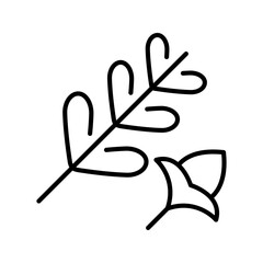 Mint leaf icon. Food and herbs line symbol. Black and white. © M.Style