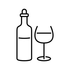 Naklejka premium Wine bottle icon. Food and wine line symbol. Black and white.