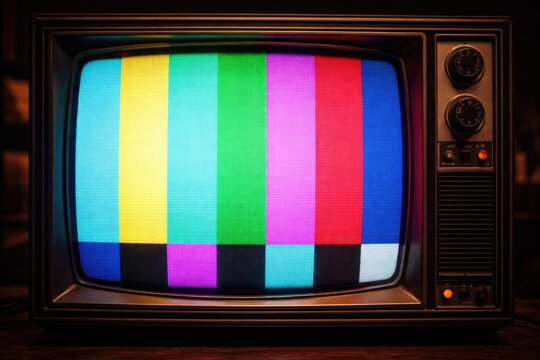 Vintage TV screen background showcasing bright RGB color palette