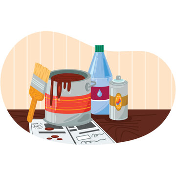 Cabinet furniture refinishing paint ink can vector
