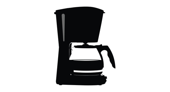 Simple silhouette of a standard drip coffee maker against a white background