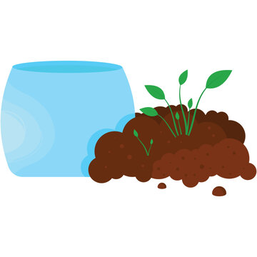 Plant seedling in soil vector icon illustration