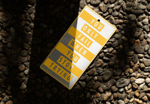 Simple Hang Tag Mockup on Rock Surface