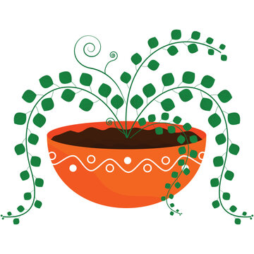 Plant in pot vector flat flower isolated icon
