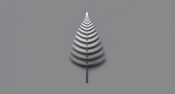 Minimalistic silver fern sign shown in monochrome palette