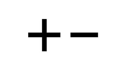 Obraz premium A plus sign and a minus sign are shown together on a white background.