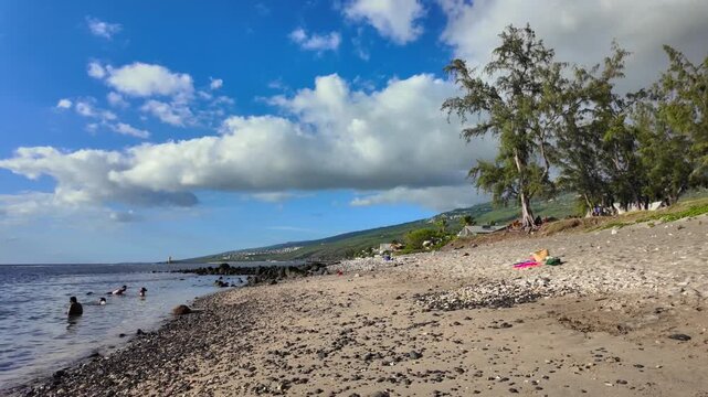 Scenic footage of Flic en Flac Beach, Mauritius, Africa